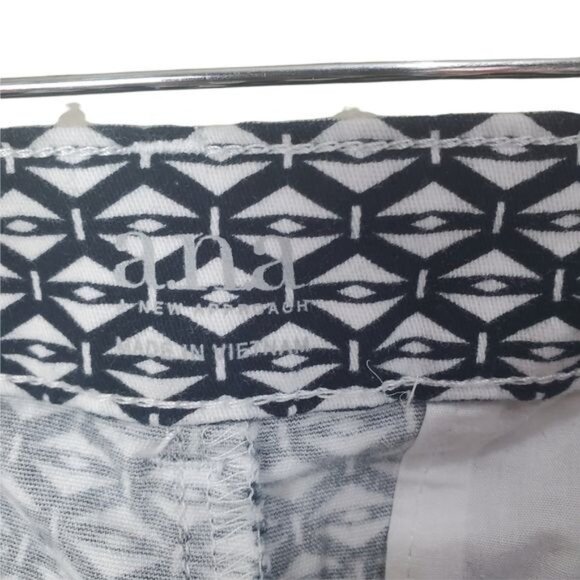 ANA Womens Shorts 8 Chino Black White Diamond Print Twill Cotton High Rise - Picture 7 of 9
